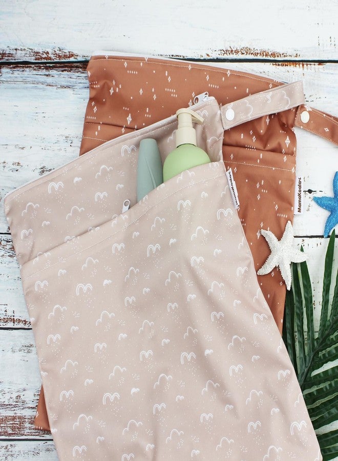 Mama Koala Waterproof Wet Dry Bags for Baby Items, Cloth Diapers, Swimsuits, Travel, Gym Clothes, Beach, Pump Parts, Toiletries, Two Zippered Pockets, 2 Pack (W016) - Image 4